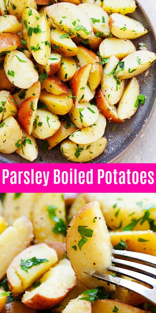 Boiled potatoes with parsley is one of the best potato recipes ever. Calls for 5 ingredients and 5 mins prep time, this is a healthy side dish for dinner. 