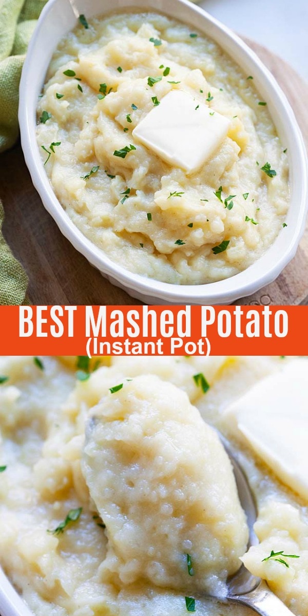 Instant Pot Mashed Potatoes - the best recipe for mashed potatoes in Instant Pot. Creamy, buttery, silky smooth mashed potatoes that takes only 10 mins active time to make.