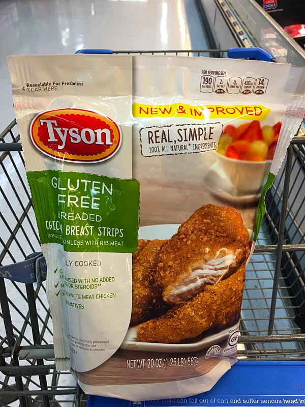 Tyson® Gluten Free Chicken Strips in a bag.